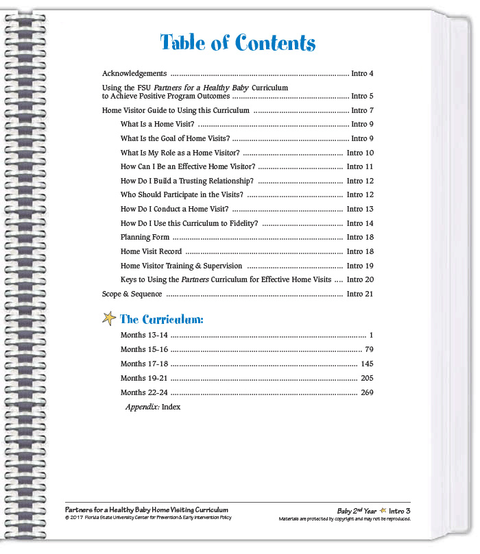Baby's 2nd year table of contents