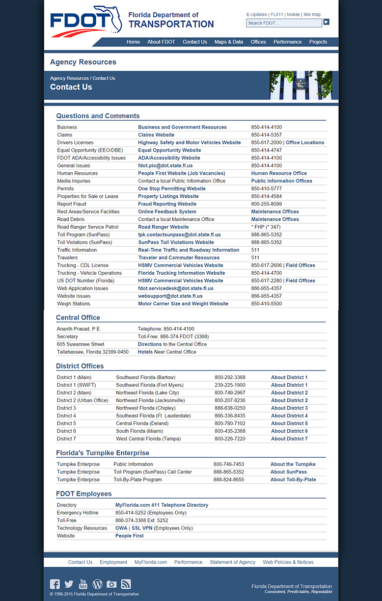 FDOT contact page